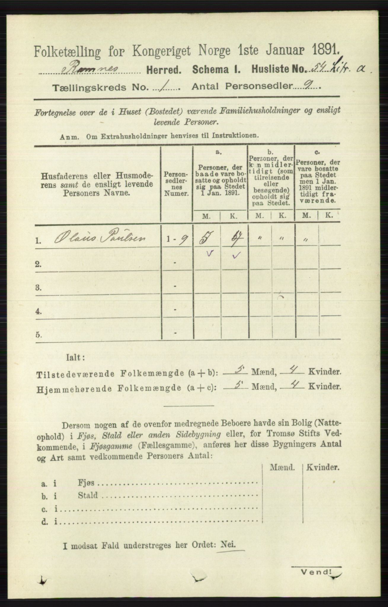 RA, 1891 census for 0718 Ramnes, 1891, p. 81