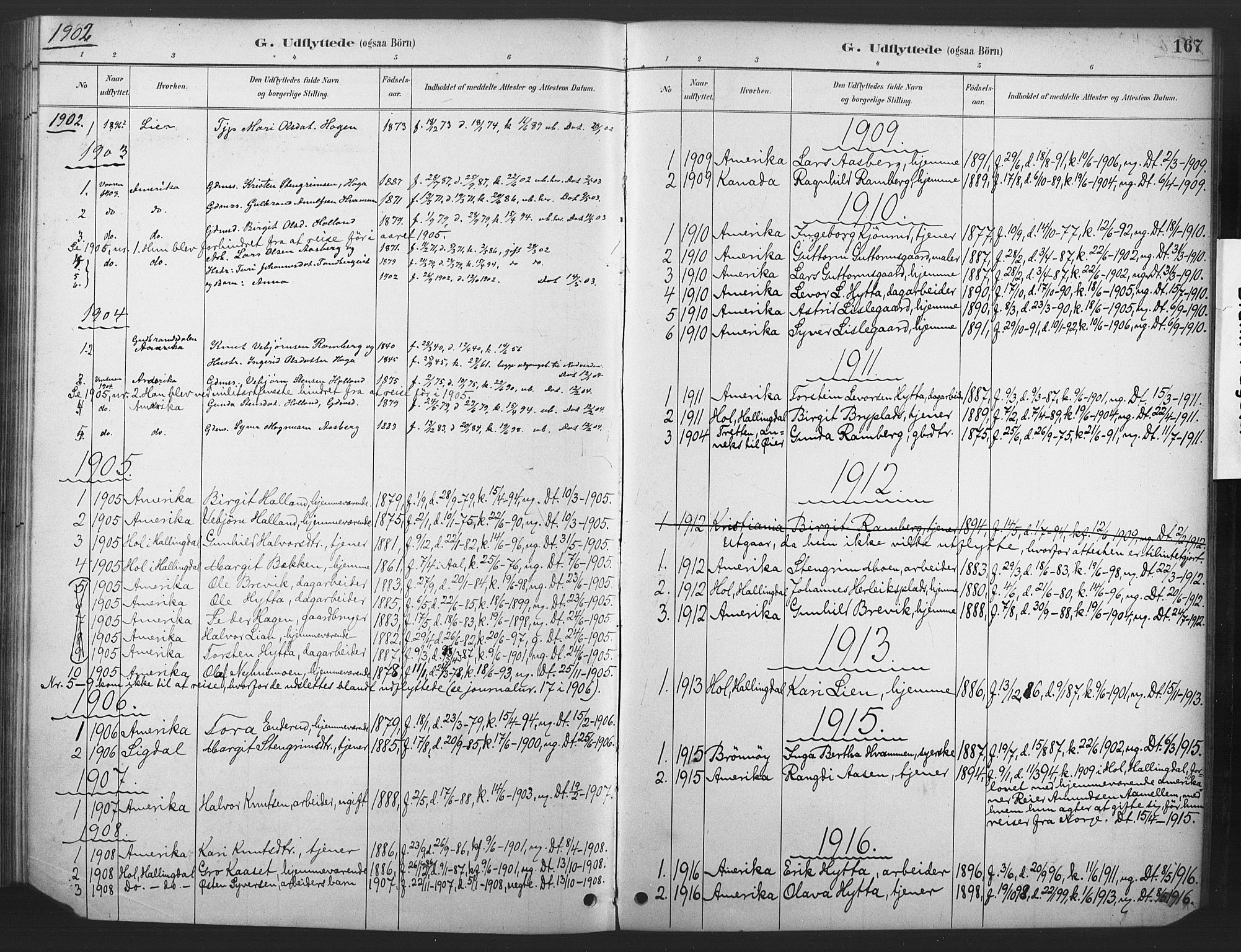 Nore kirkebøker, SAKO/A-238/F/Fd/L0001: Parish register (official) no. IV 1, 1878-1918, p. 167
