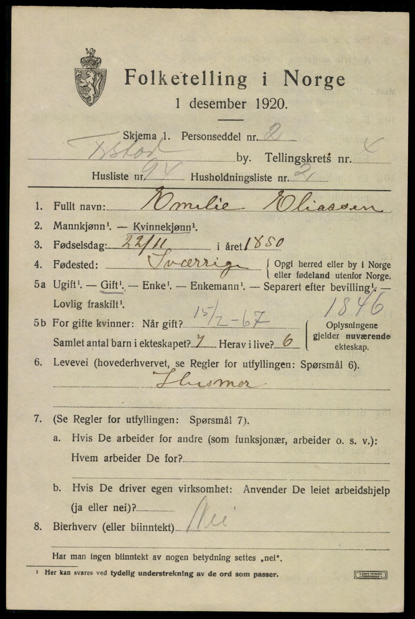 SAO, 1920 census for Fredrikstad, 1920, p. 18541