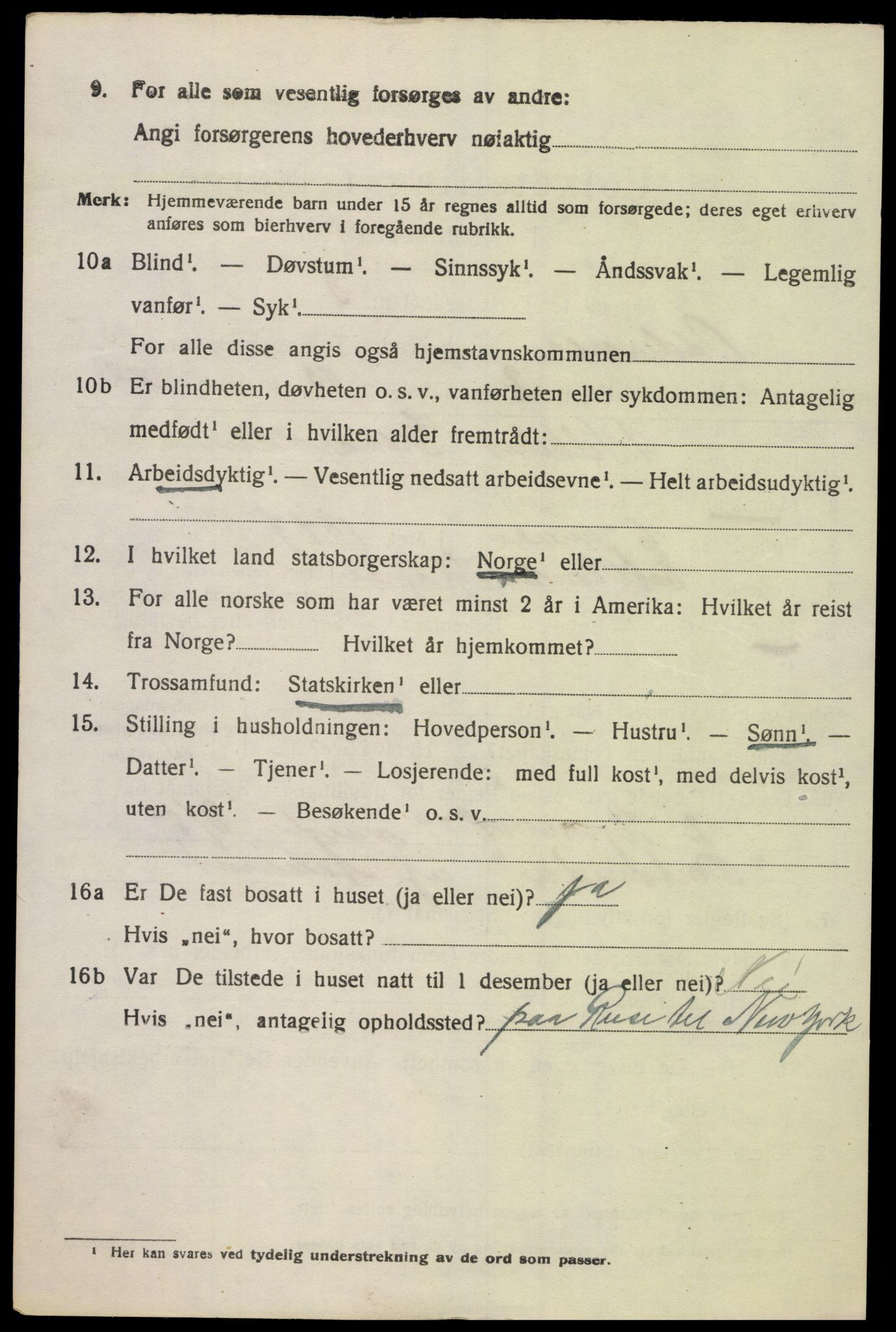 SAK, 1920 census for Oddernes, 1920, p. 9894