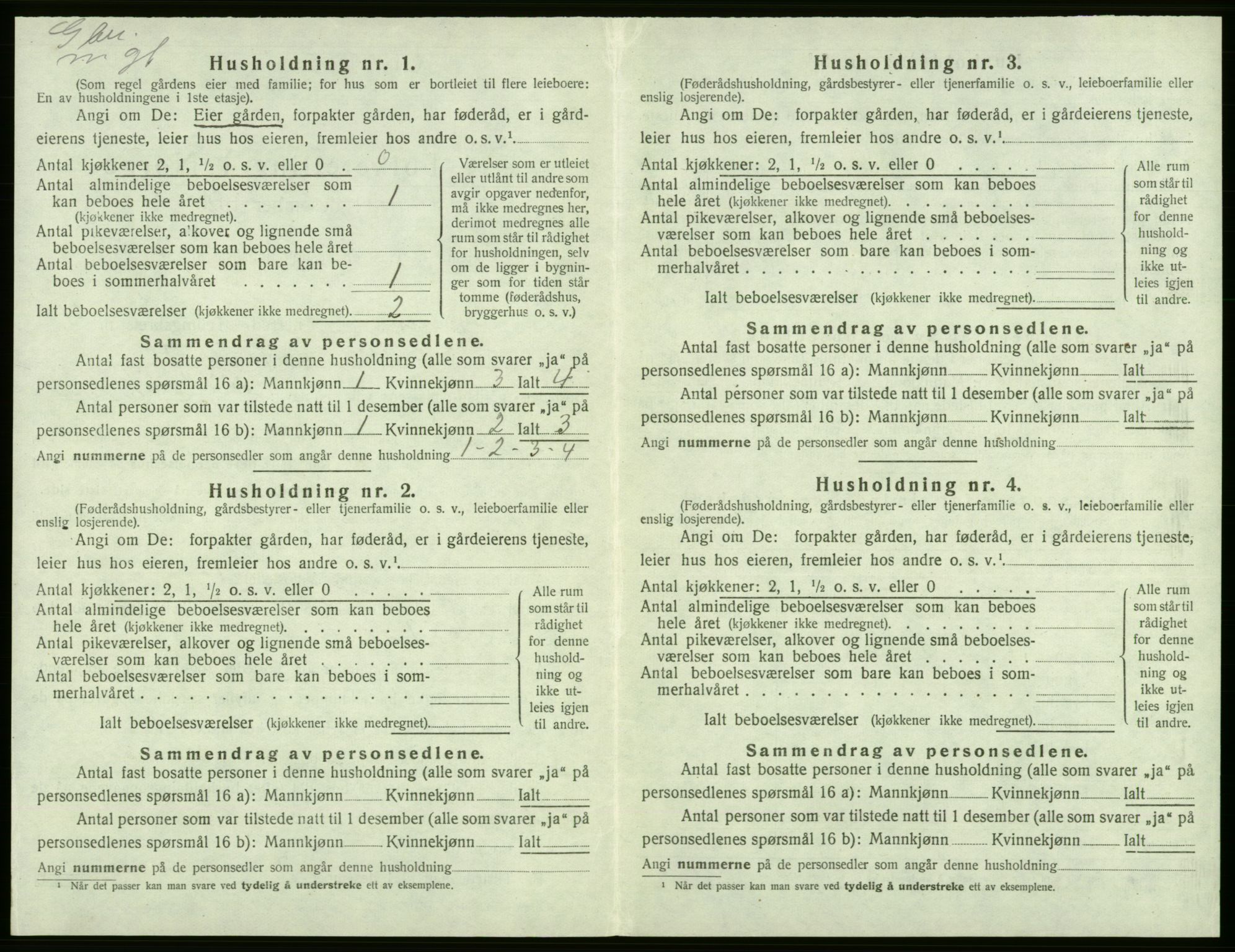 SAB, 1920 census for Tysnes, 1920, p. 326