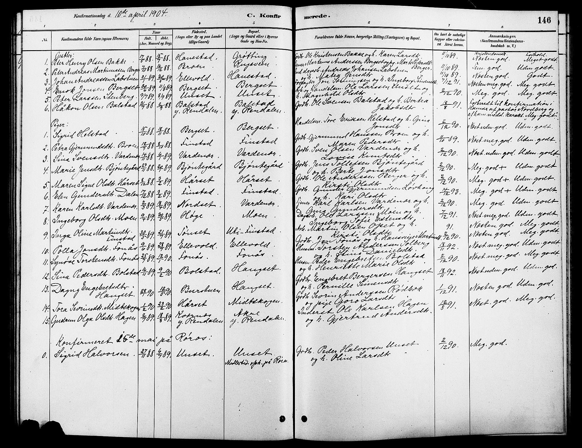 Rendalen prestekontor, SAH/PREST-054/H/Ha/Hab/L0003: Parish register (copy) no. 3, 1879-1904, p. 146