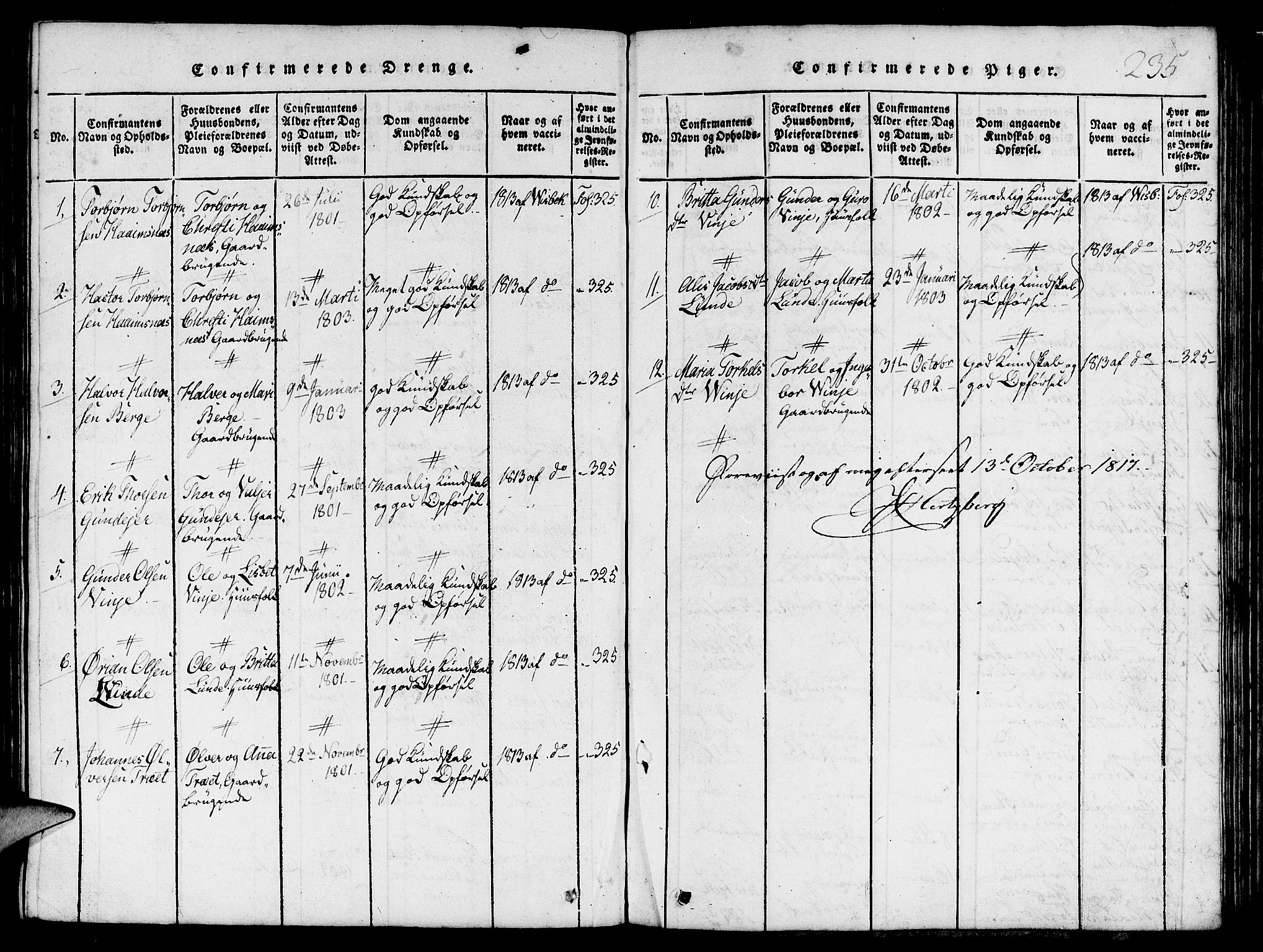 Etne sokneprestembete, SAB/A-75001/H/Hab: Parish register (copy) no. C 1, 1816-1841, p. 235