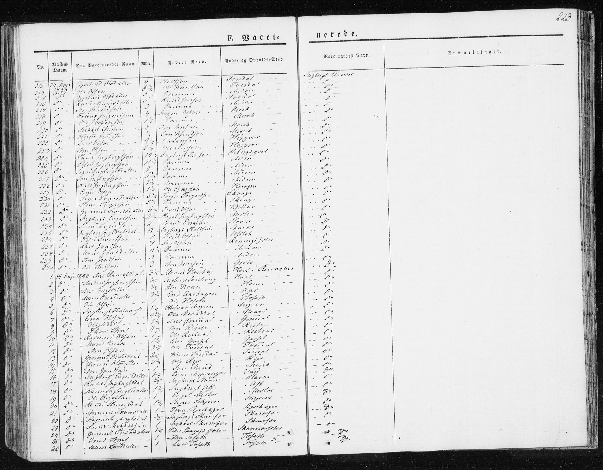 Ministerialprotokoller, klokkerbøker og fødselsregistre - Sør-Trøndelag, AV/SAT-A-1456/674/L0869: Parish register (official) no. 674A01, 1829-1860, p. 223