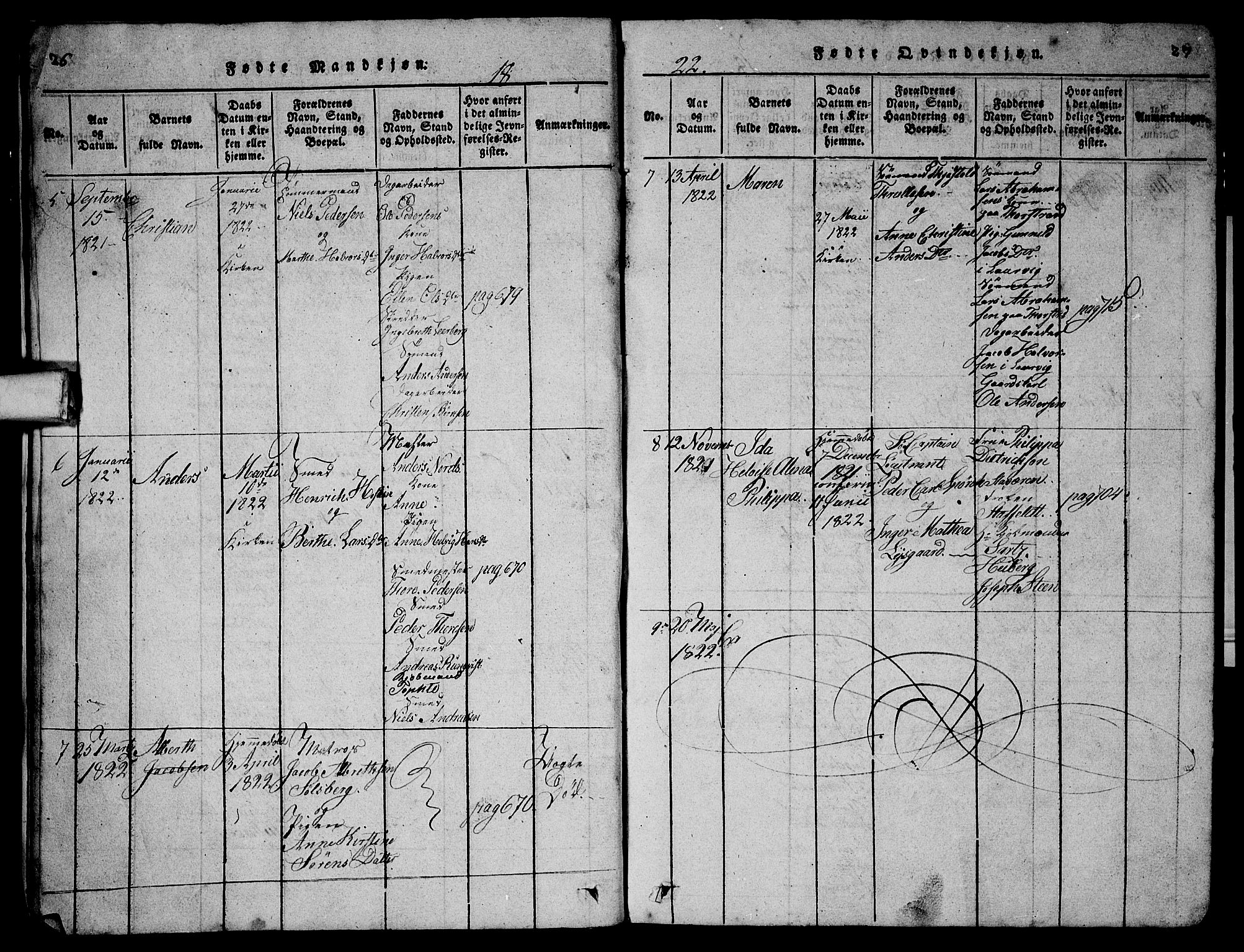 Larvik kirkebøker, AV/SAKO-A-352/G/Gb/L0001: Parish register (copy) no. II 1, 1818-1843, p. 26-27