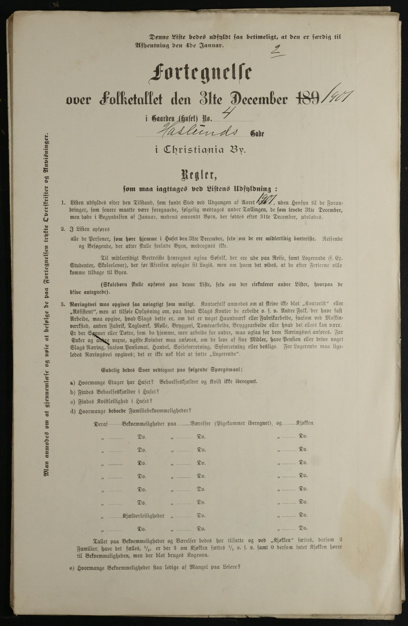 OBA, Municipal Census 1901 for Kristiania, 1901, p. 4319