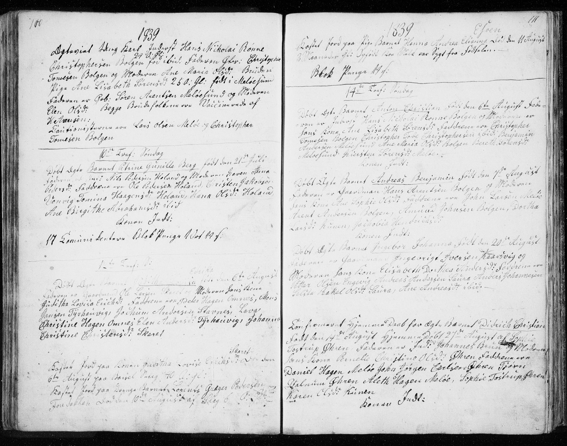 Ministerialprotokoller, klokkerbøker og fødselsregistre - Nordland, AV/SAT-A-1459/843/L0632: Parish register (copy) no. 843C01, 1833-1853, p. 110-111