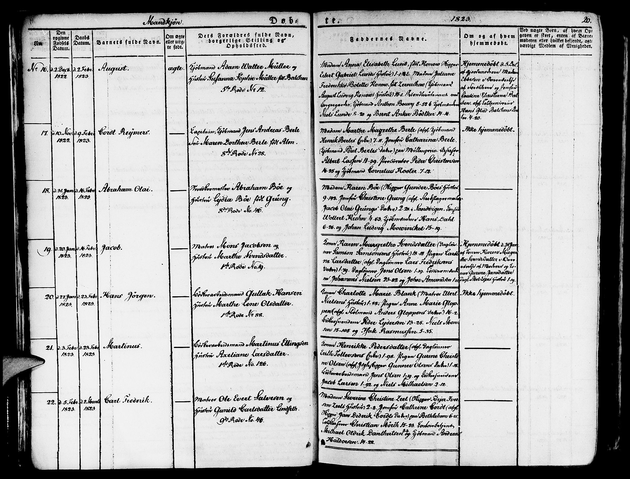 Nykirken Sokneprestembete, SAB/A-77101/H/Haa/L0012: Parish register (official) no. A 12, 1821-1844, p. 20