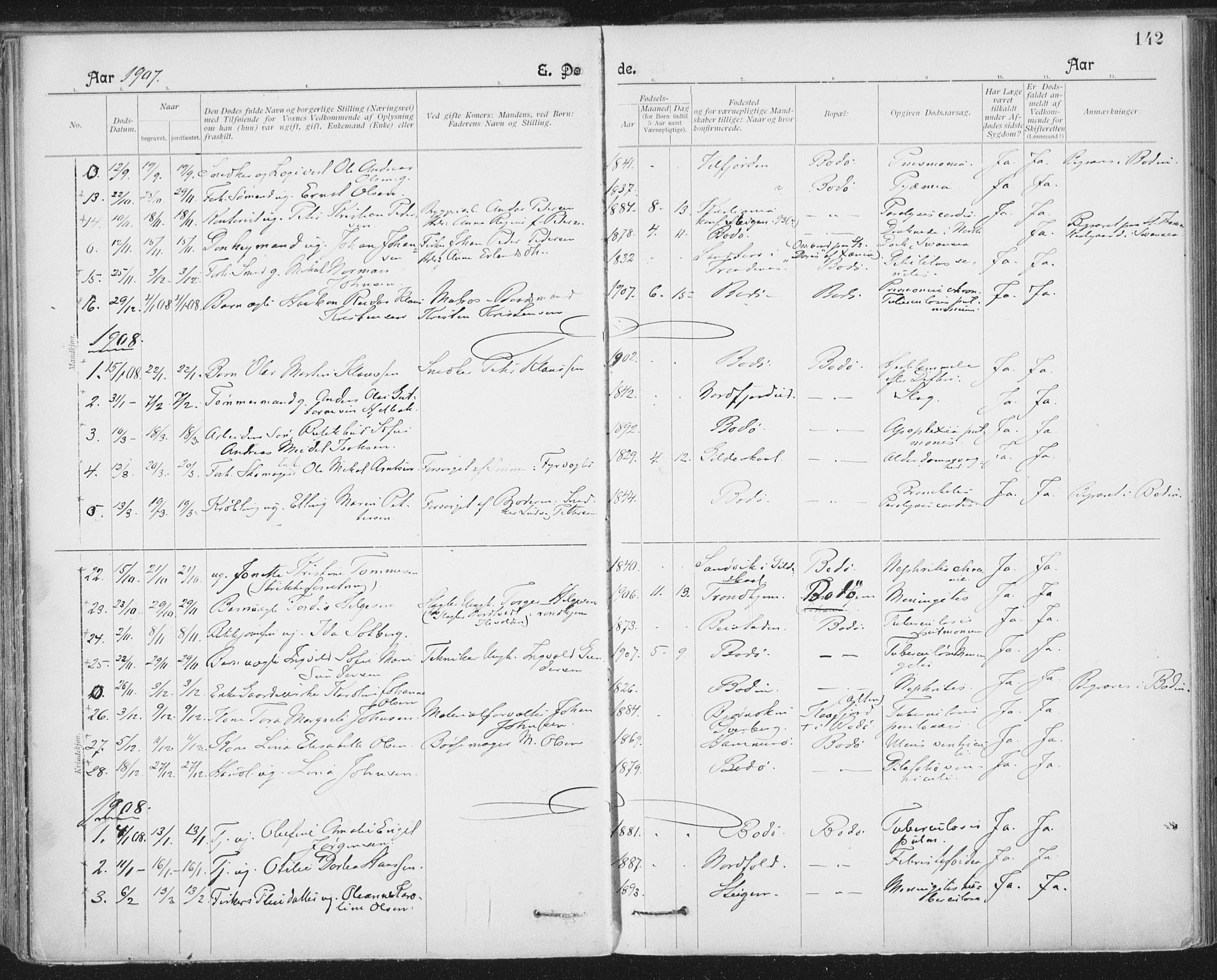 Ministerialprotokoller, klokkerbøker og fødselsregistre - Nordland, SAT/A-1459/801/L0012: Parish register (official) no. 801A12, 1900-1916, p. 142