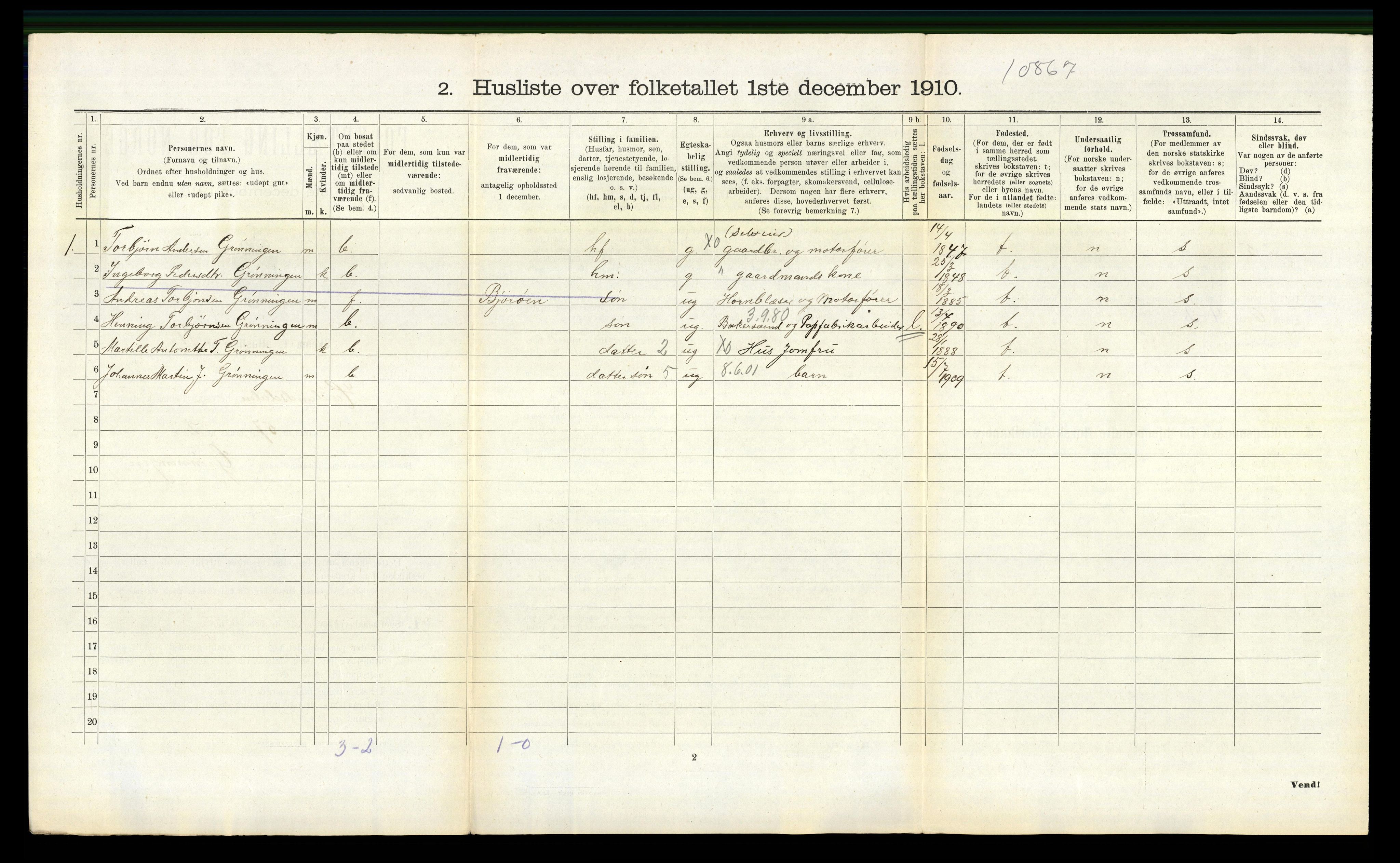 RA, 1910 census for Hålandsdal, 1910, p. 121