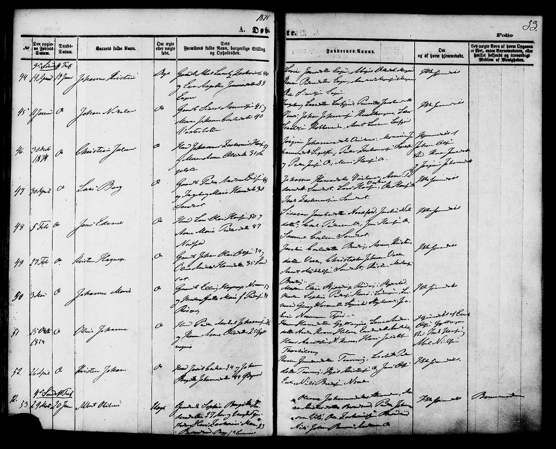 Ministerialprotokoller, klokkerbøker og fødselsregistre - Nordland, SAT/A-1459/853/L0771: Parish register (official) no. 853A10, 1870-1881, p. 53