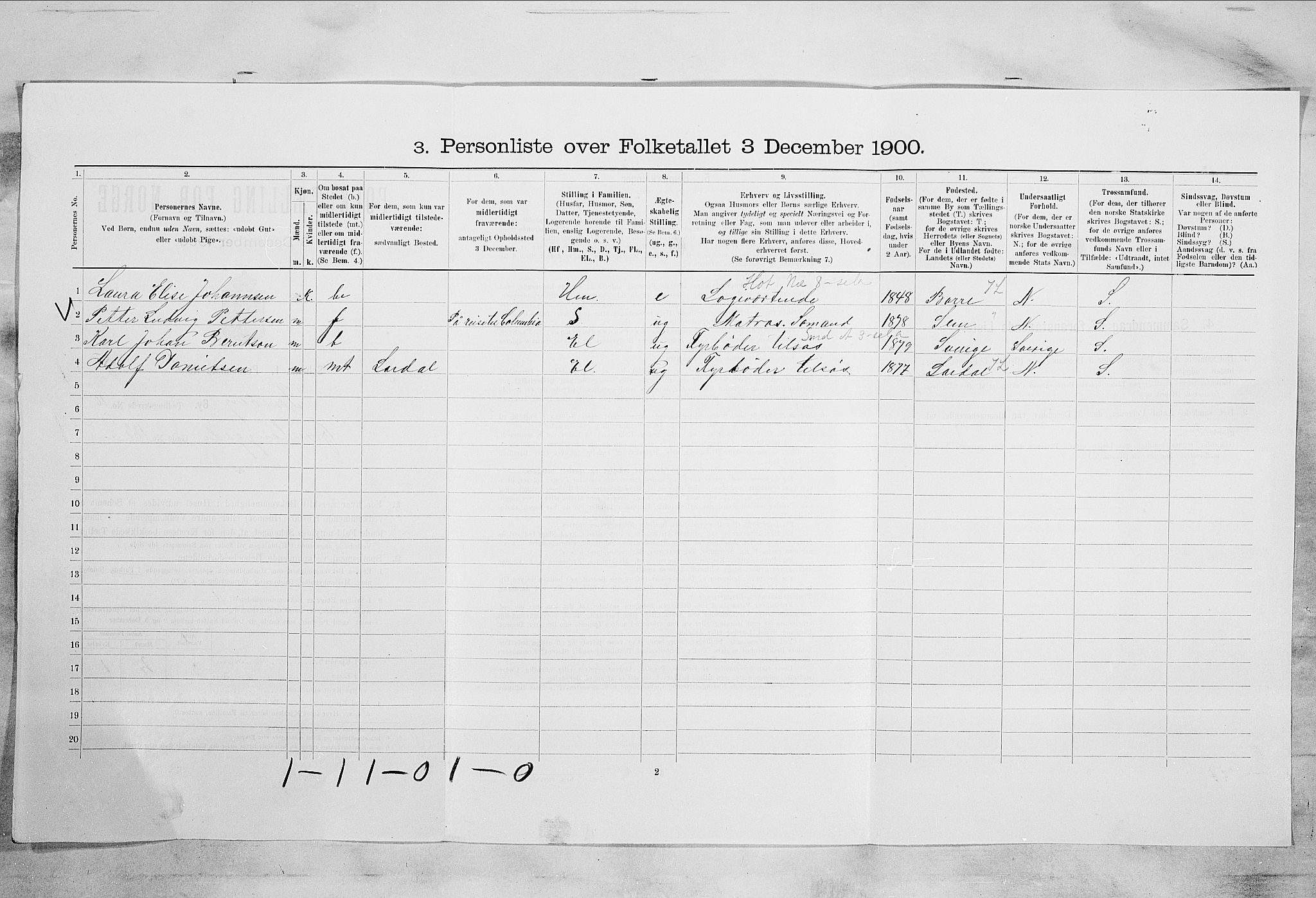 RA, 1900 census for Tønsberg, 1900, p. 1489