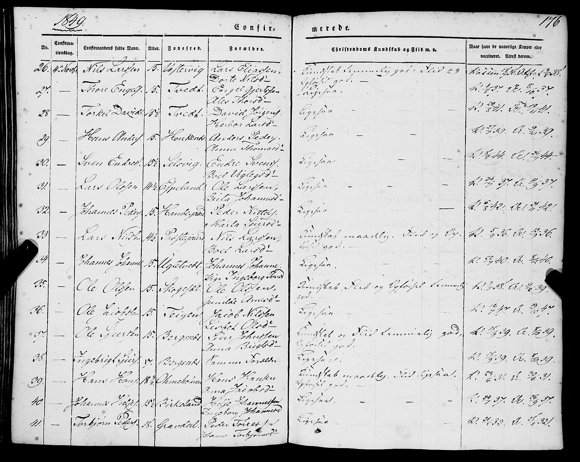 Strandebarm sokneprestembete, SAB/A-78401/H/Haa: Parish register (official) no. A 7, 1844-1872, p. 176