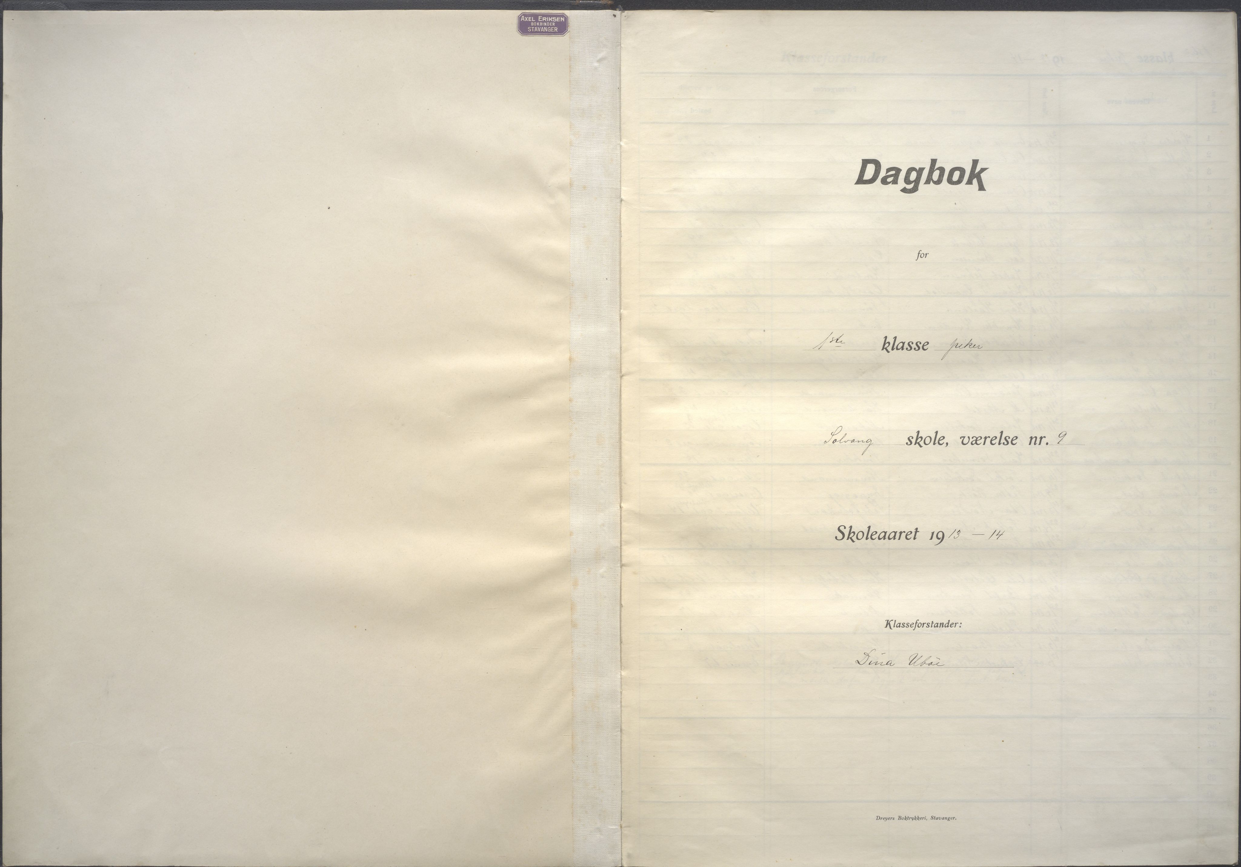 Stavanger kommune. Solvang skole, BYST/A-0076/G/Ga/L0020: Dagbok , 1913-1914