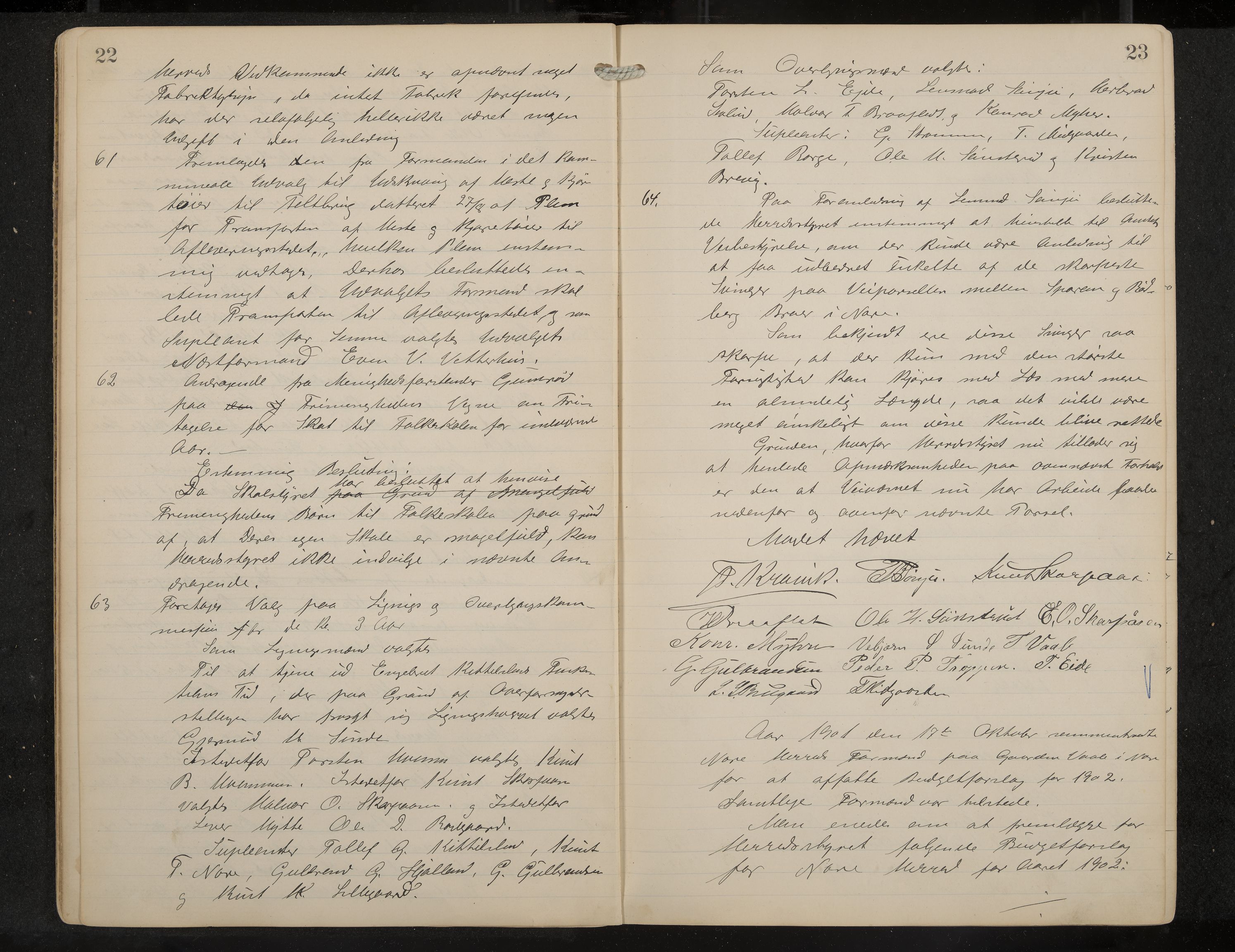 Nore formannskap og sentraladministrasjon, IKAK/0633021-2/A/Aa/L0001: Møtebok, 1901-1911, p. 22-23