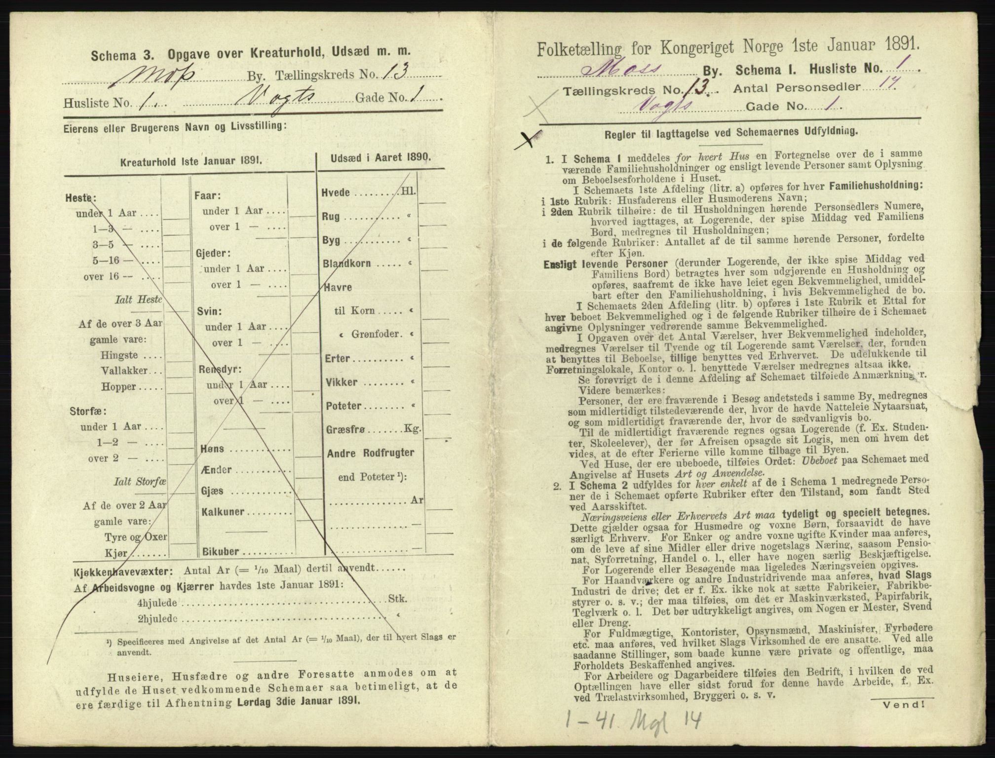 RA, 1891 census for 0104 Moss, 1891, p. 848