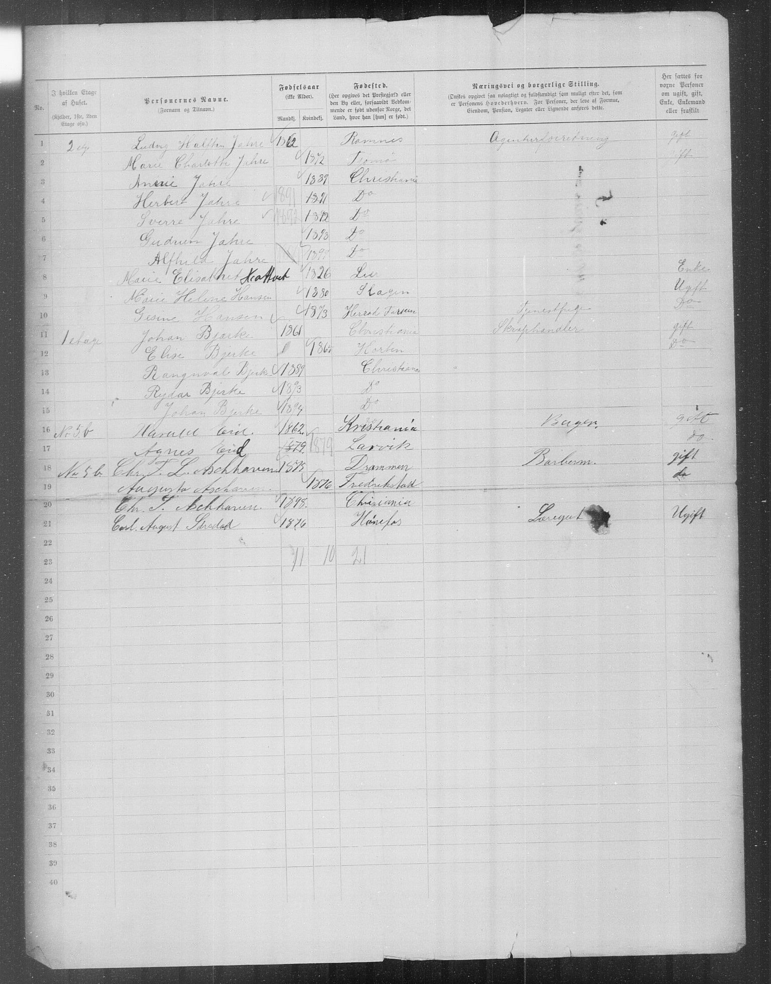 OBA, Municipal Census 1899 for Kristiania, 1899, p. 16697