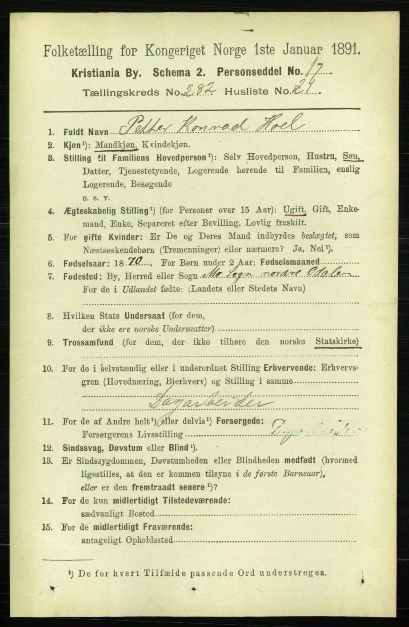 RA, 1891 census for 0301 Kristiania, 1891, p. 172316