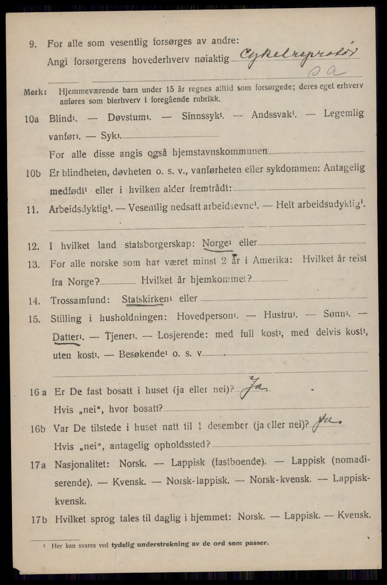 SAT, 1920 census for Dverberg, 1920, p. 9885