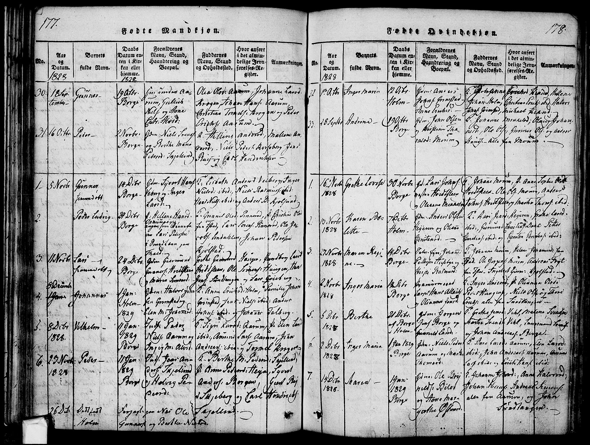 Borge prestekontor Kirkebøker, SAO/A-10903/F/Fa/L0003: Parish register (official) no. I 3, 1815-1836, p. 177-178