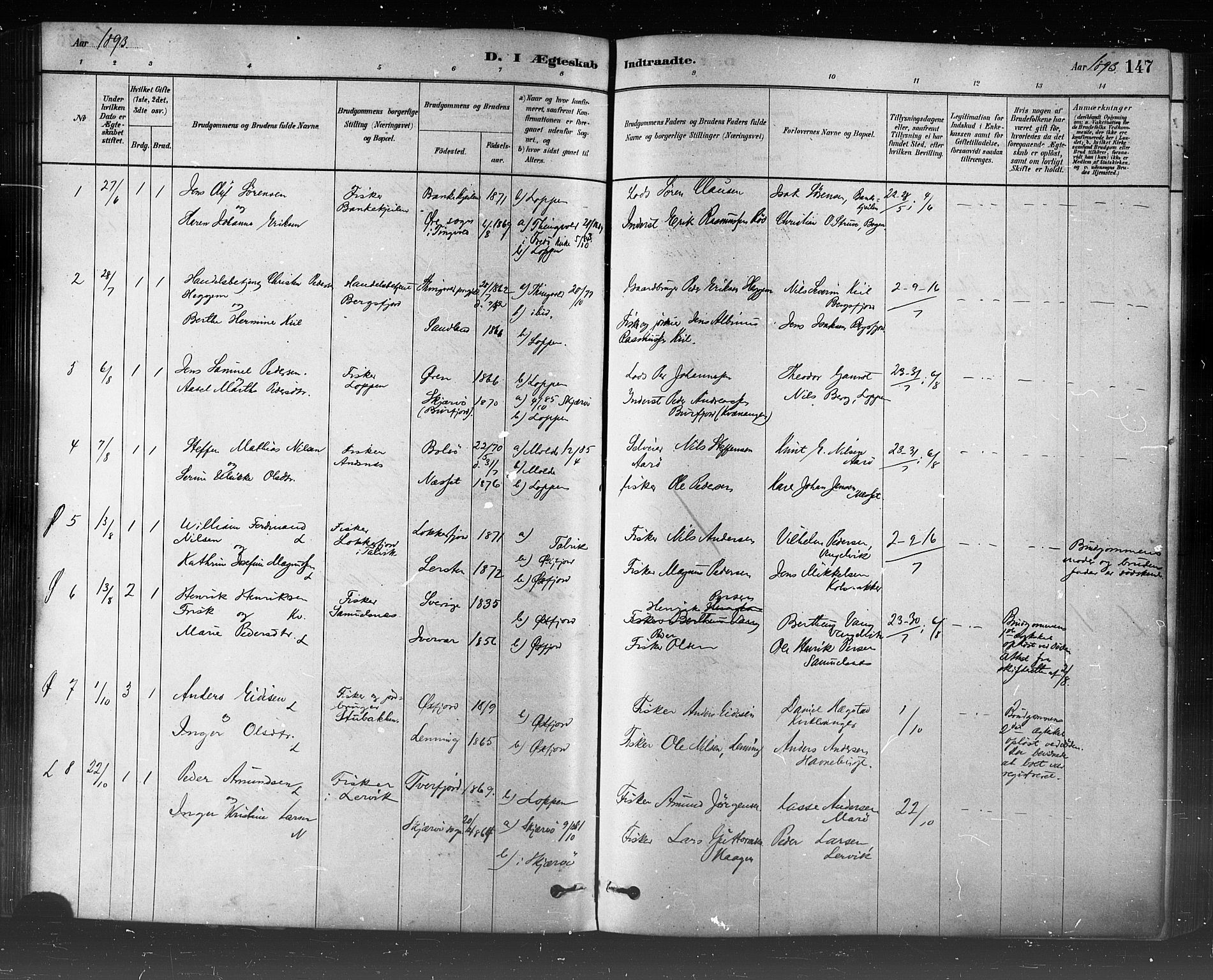Loppa sokneprestkontor, SATØ/S-1339/H/Ha/L0006kirke: Parish register (official) no. 6, 1879-1895, p. 147