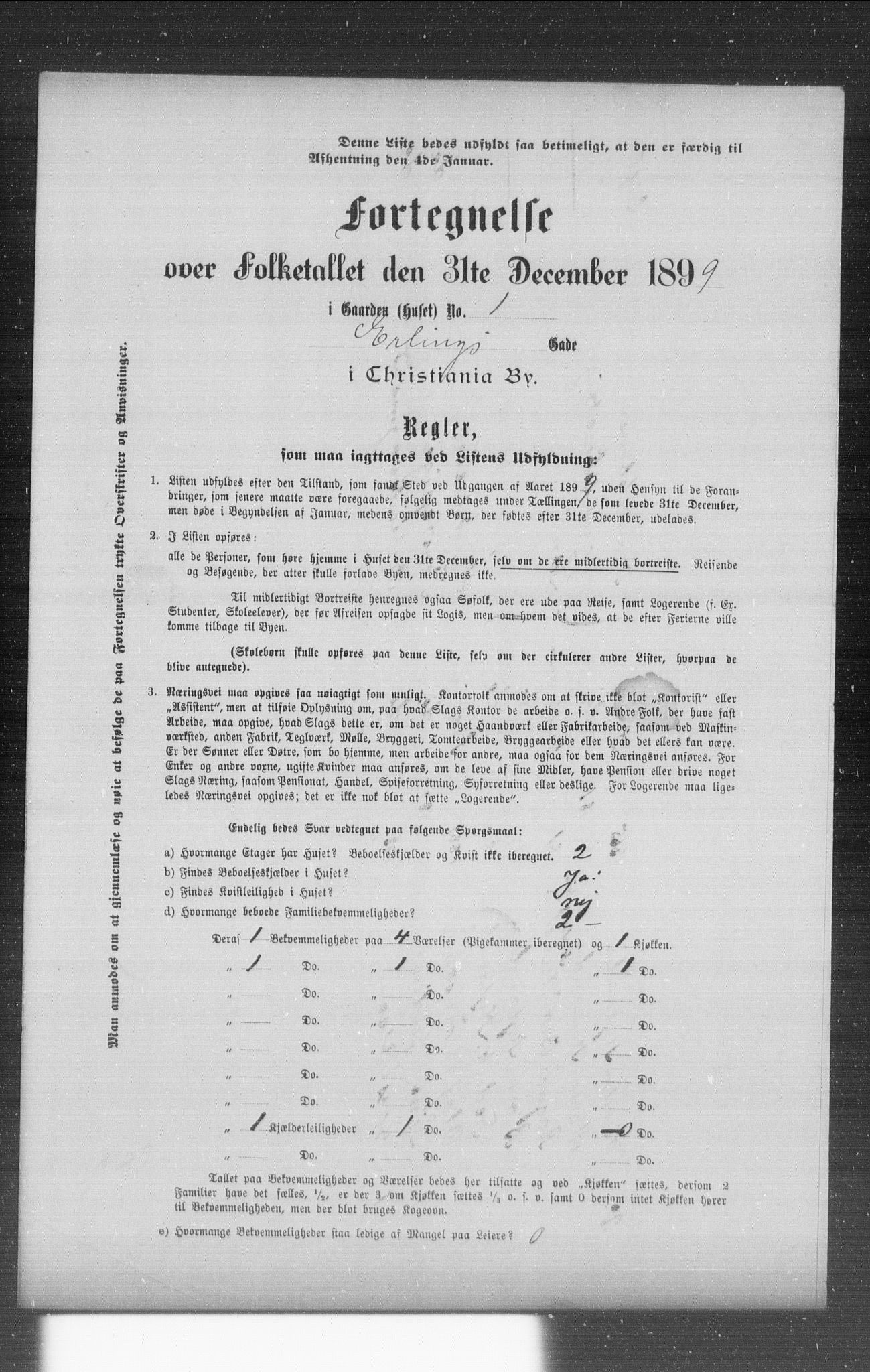 OBA, Municipal Census 1899 for Kristiania, 1899, p. 2919