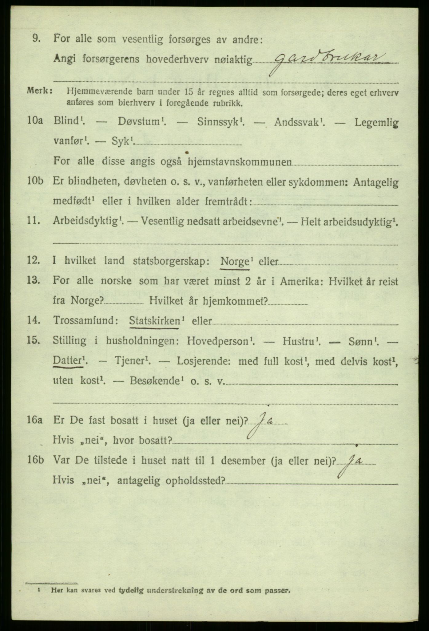 SAB, 1920 census for Gulen, 1920, p. 1316