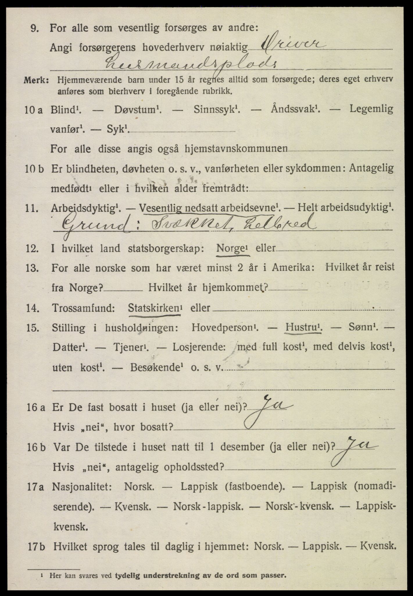 SAT, 1920 census for Beitstad, 1920, p. 3628