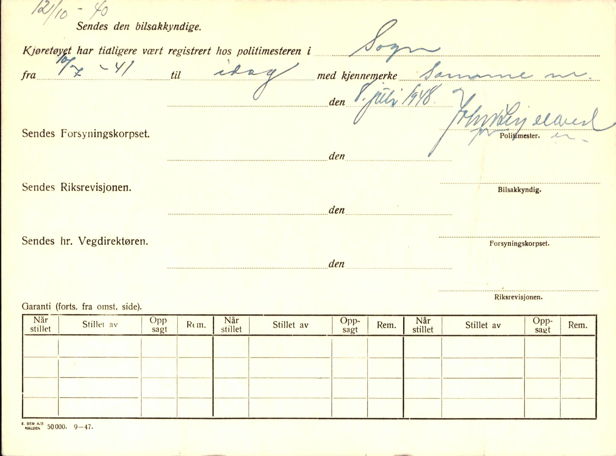 Statens vegvesen, Sogn og Fjordane vegkontor, AV/SAB-A-5301/4/F/L0008: Registerkort utmeldte Sogn, 1957-1959, p. 6