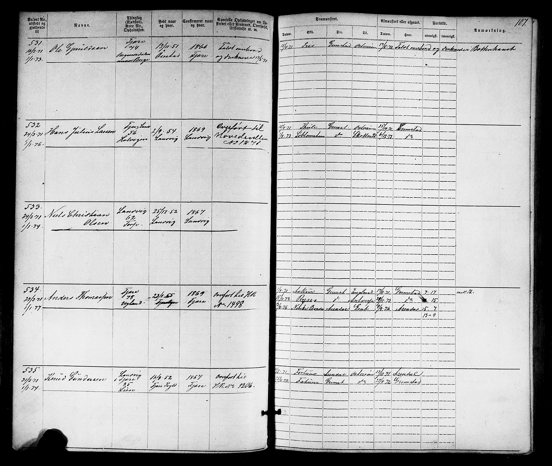 Grimstad mønstringskrets, AV/SAK-2031-0013/F/Fa/L0005: Annotasjonsrulle nr 1-1910 med register, V-18, 1870-1892, p. 134