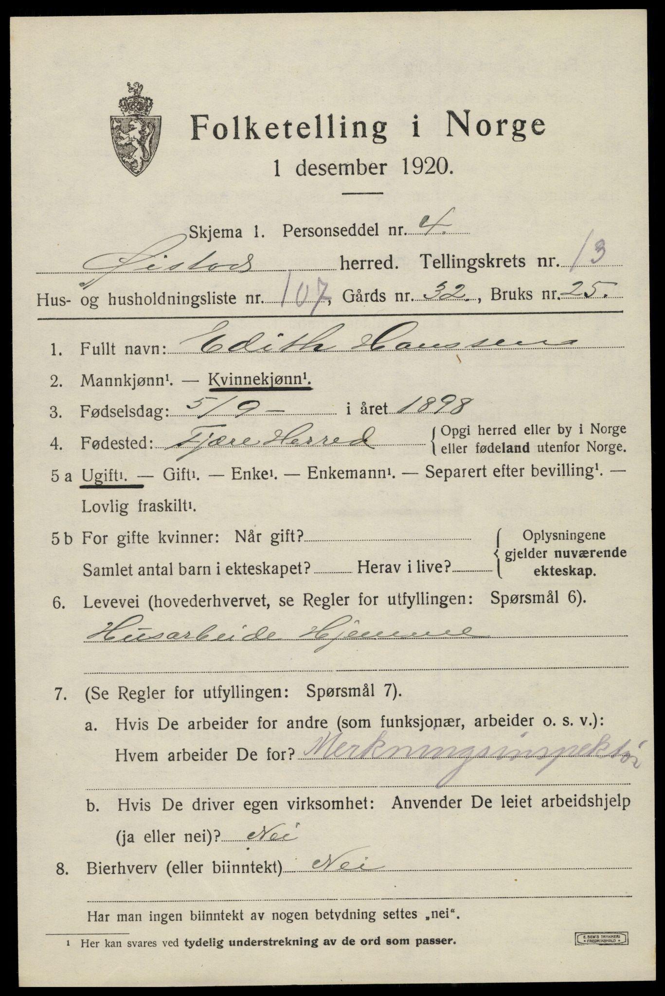 SAK, 1920 census for Øyestad, 1920, p. 9248