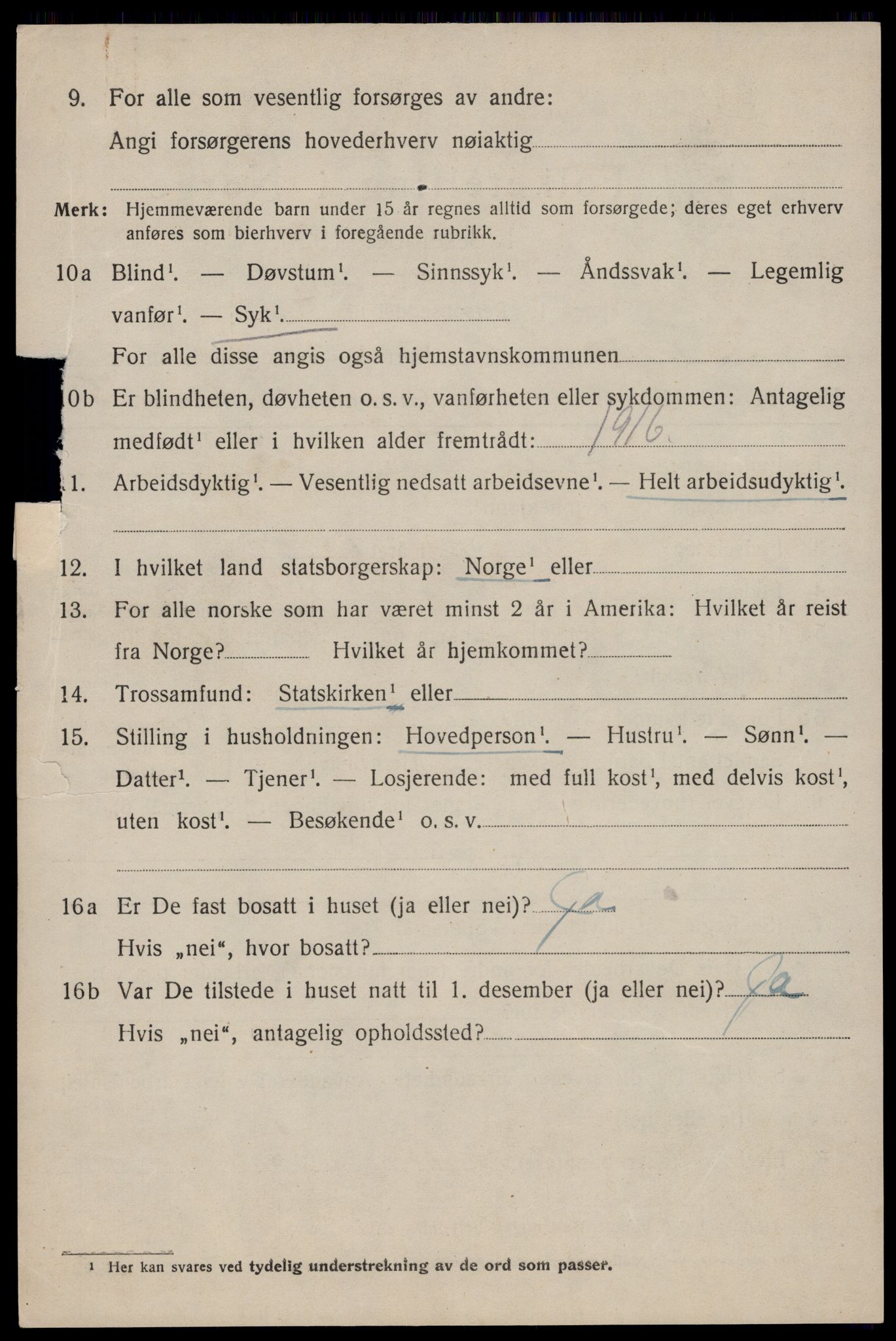 SAST, 1920 census for Torvastad, 1920, p. 1989