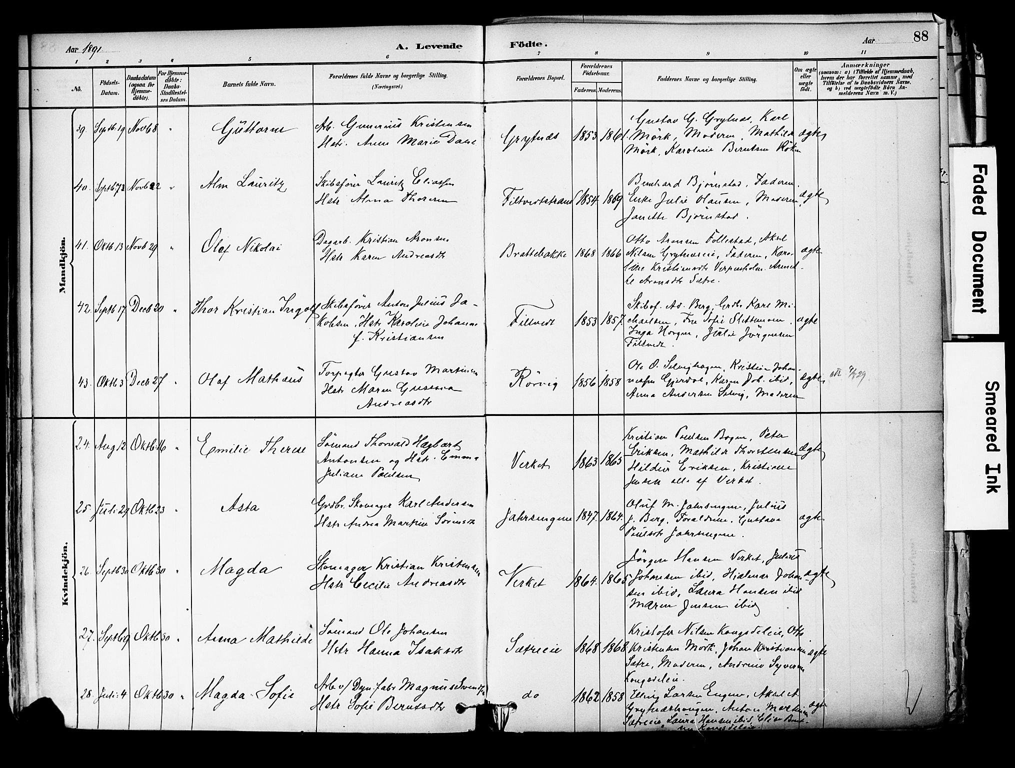 Hurum kirkebøker, SAKO/A-229/F/Fa/L0014: Parish register (official) no. 14, 1882-1895, p. 88