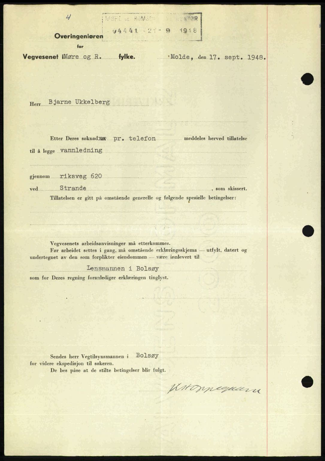 Romsdal sorenskriveri, AV/SAT-A-4149/1/2/2C: Mortgage book no. A27, 1948-1948, Diary no: : 2441/1948