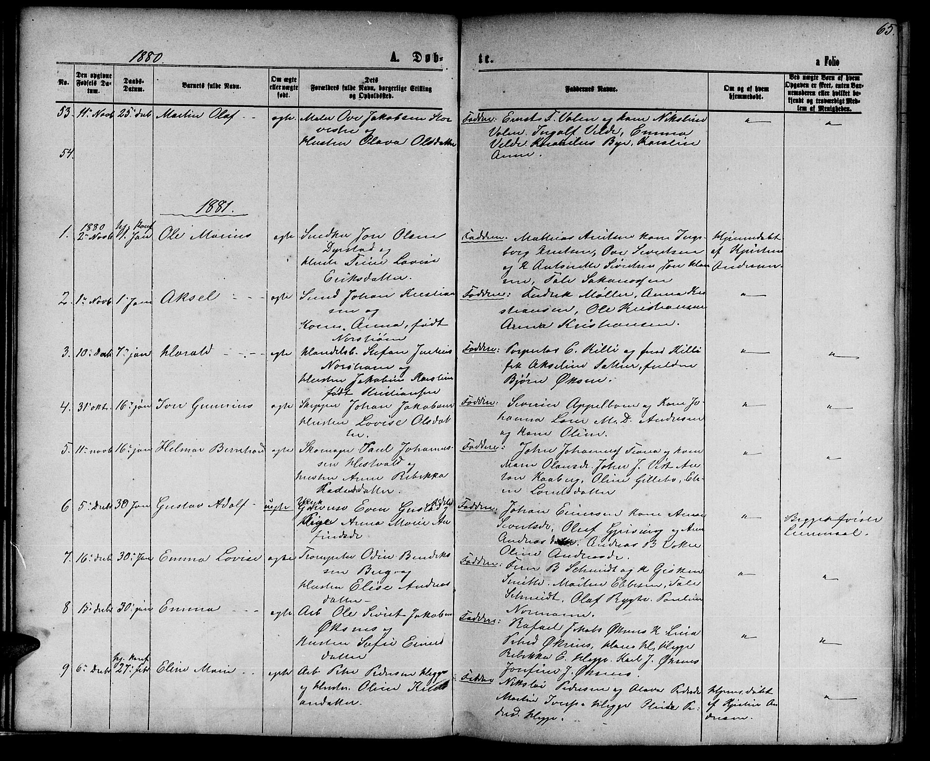 Ministerialprotokoller, klokkerbøker og fødselsregistre - Nord-Trøndelag, SAT/A-1458/739/L0373: Parish register (copy) no. 739C01, 1865-1882, p. 65