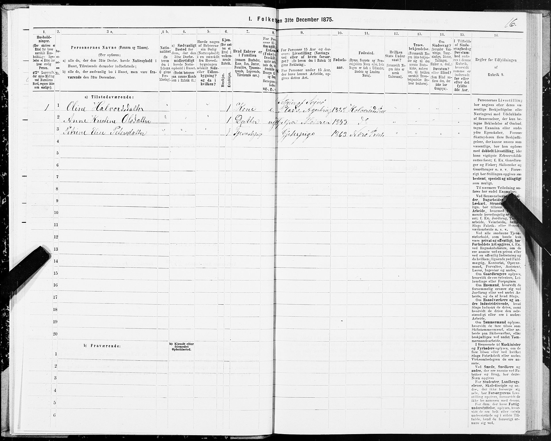 SAT, 1875 census for 1752P Kolvereid, 1875, p. 1016