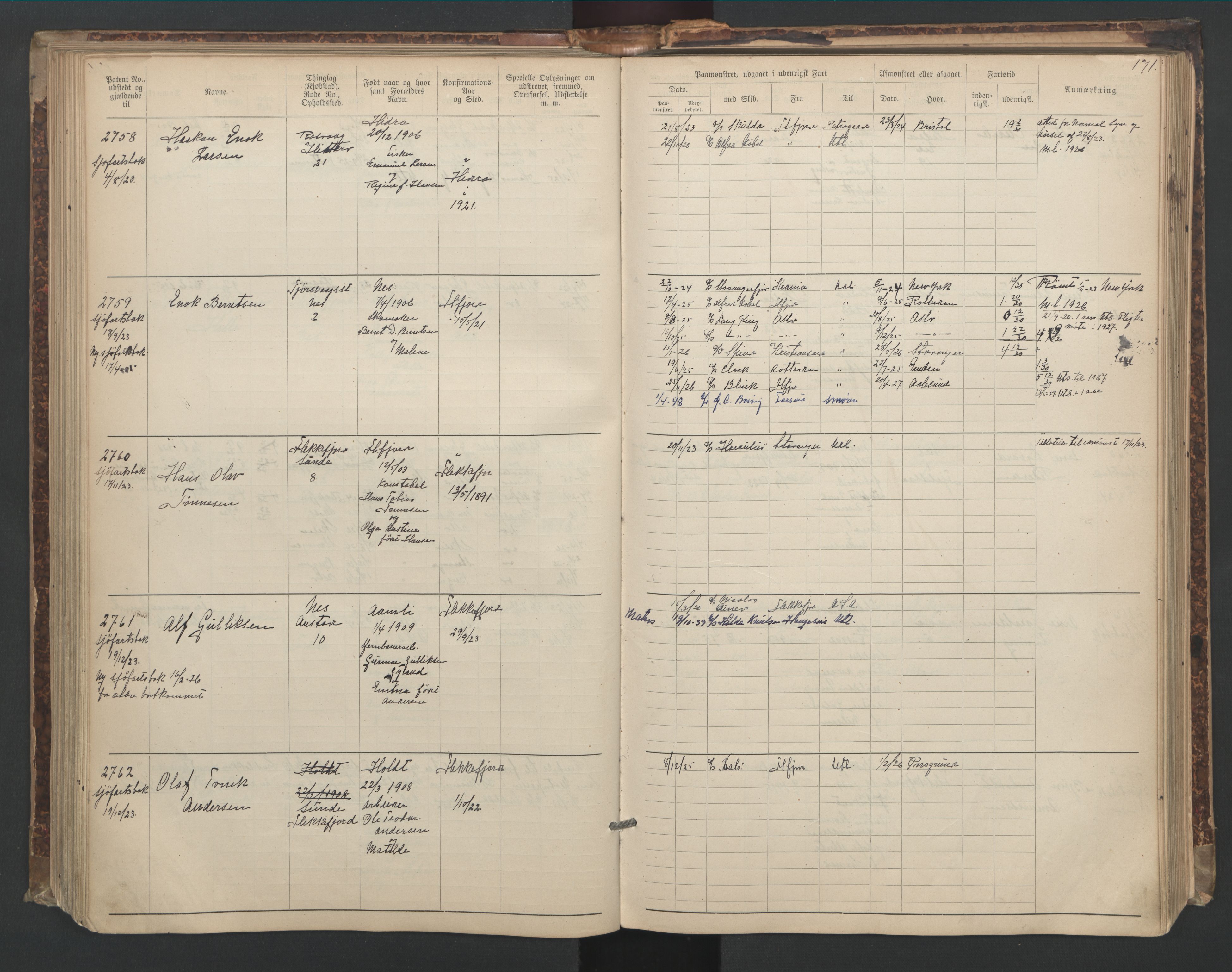 Flekkefjord mønstringskrets, SAK/2031-0018/F/Fa/L0006: Annotasjonsrulle nr 1916-2964 med register, Æ-3, 1891-1948, p. 202