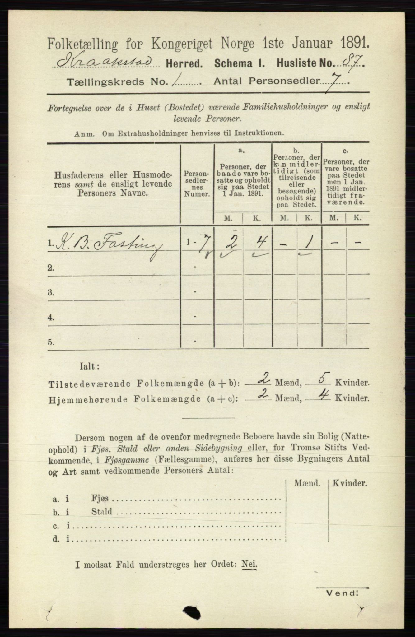RA, 1891 census for 0212 Kråkstad, 1891, p. 111