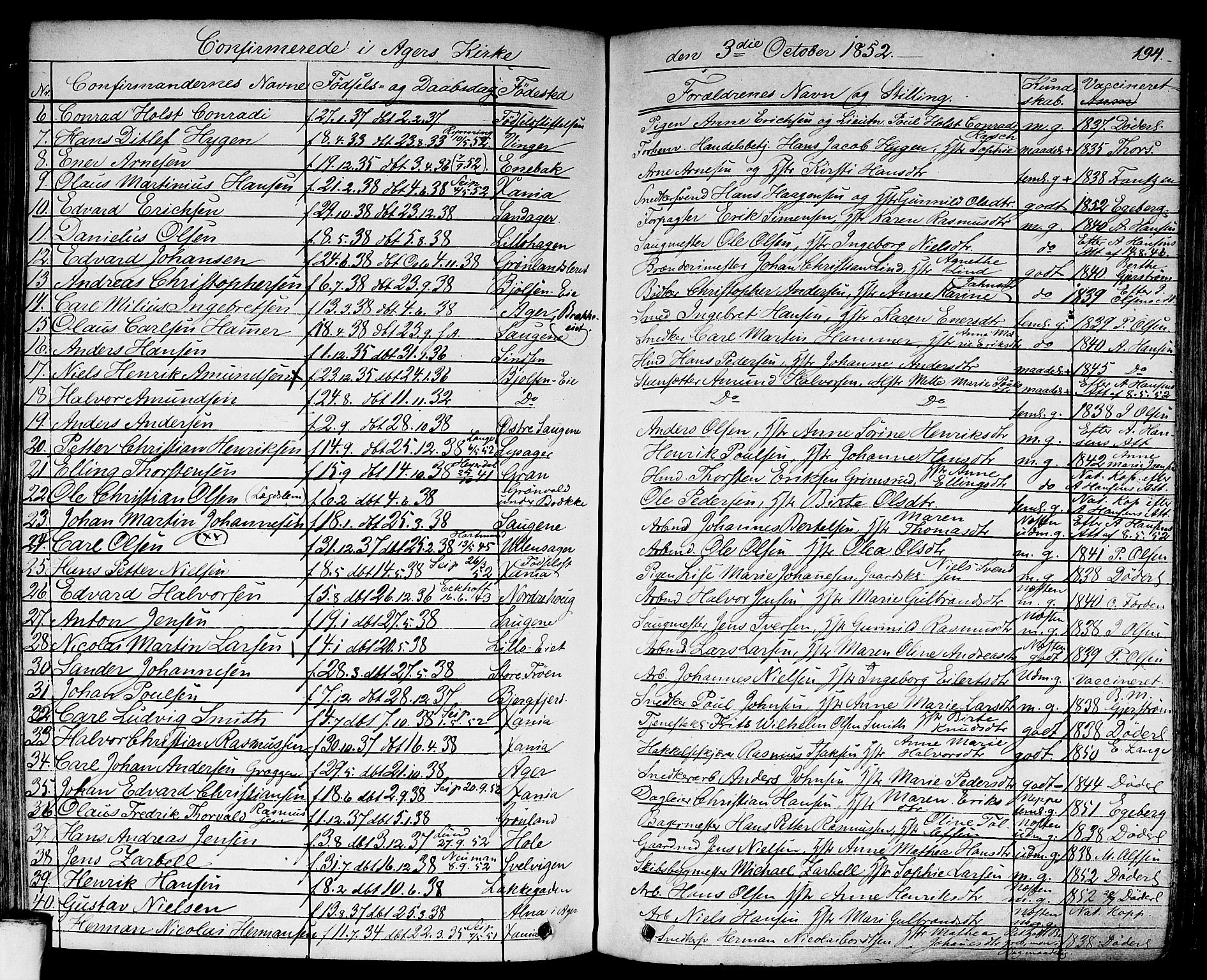 Aker prestekontor kirkebøker, AV/SAO-A-10861/F/L0018: Parish register (official) no. 17, 1829-1852, p. 194