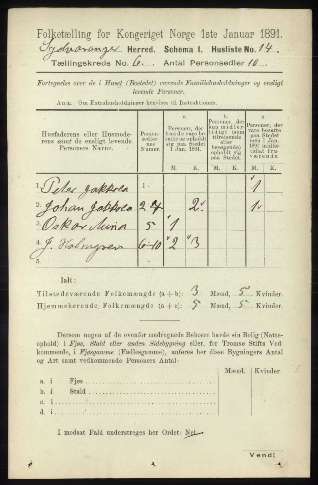 RA, 1891 census for 2030 Sør-Varanger, 1891, p. 1863