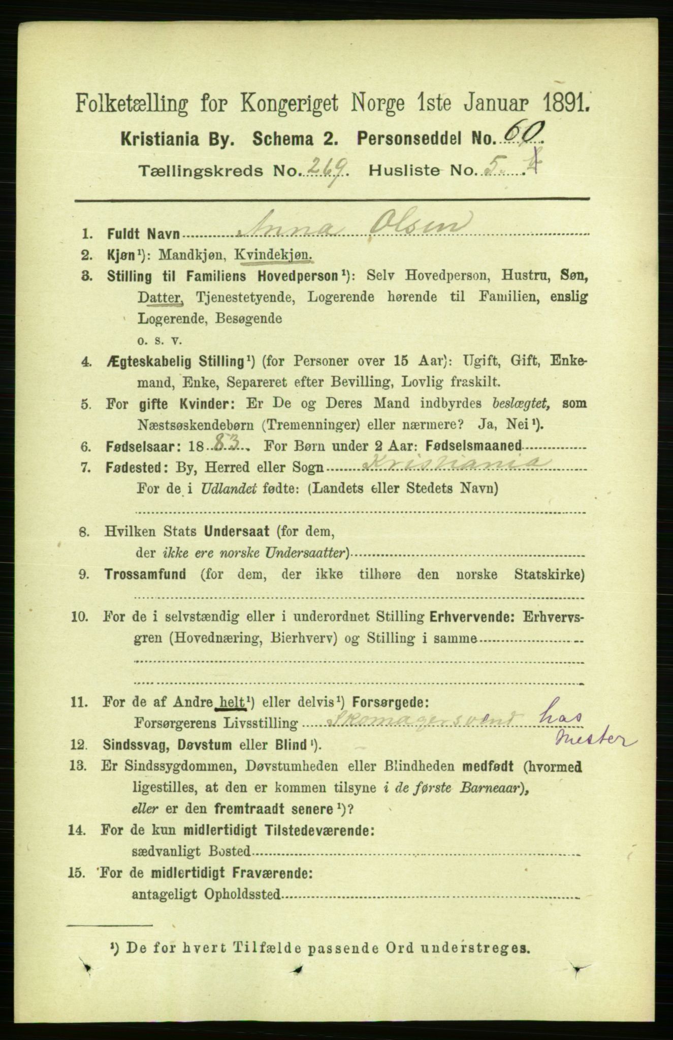 RA, 1891 census for 0301 Kristiania, 1891, p. 163238