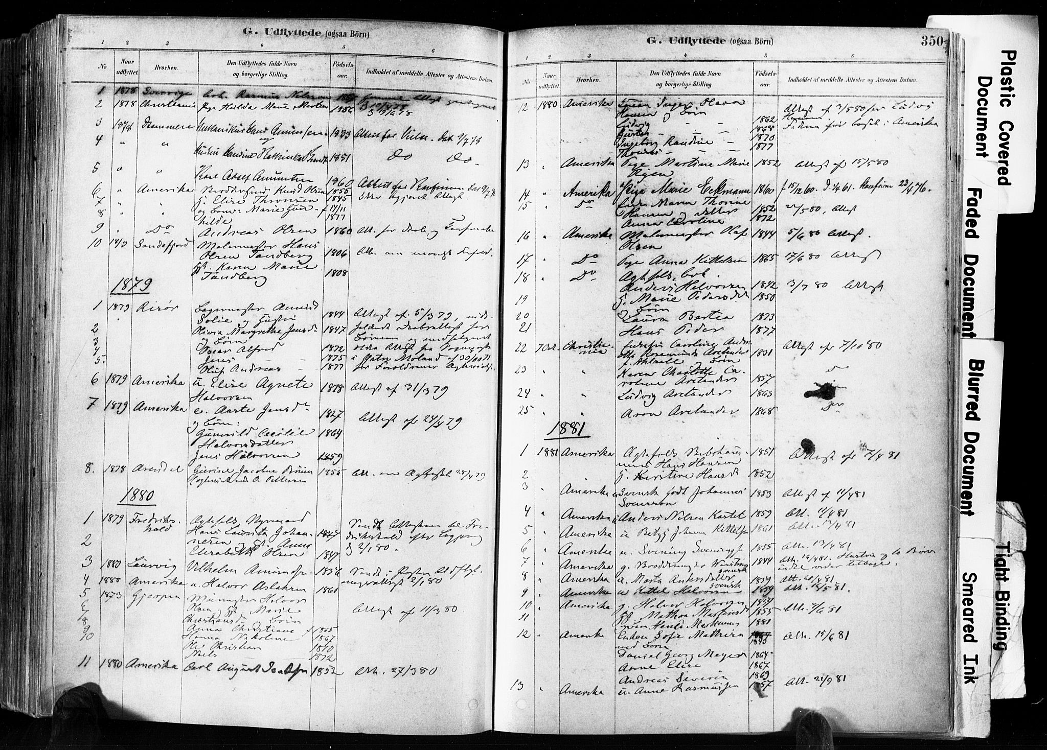 Skien kirkebøker, AV/SAKO-A-302/F/Fa/L0009: Parish register (official) no. 9, 1878-1890, p. 350