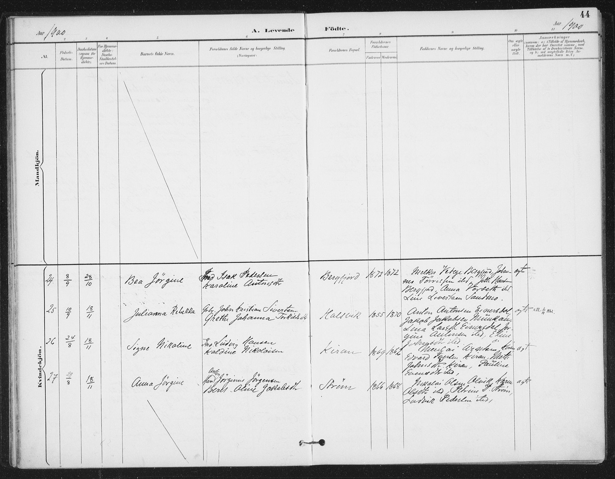 Ministerialprotokoller, klokkerbøker og fødselsregistre - Sør-Trøndelag, SAT/A-1456/657/L0708: Parish register (official) no. 657A09, 1894-1904, p. 44