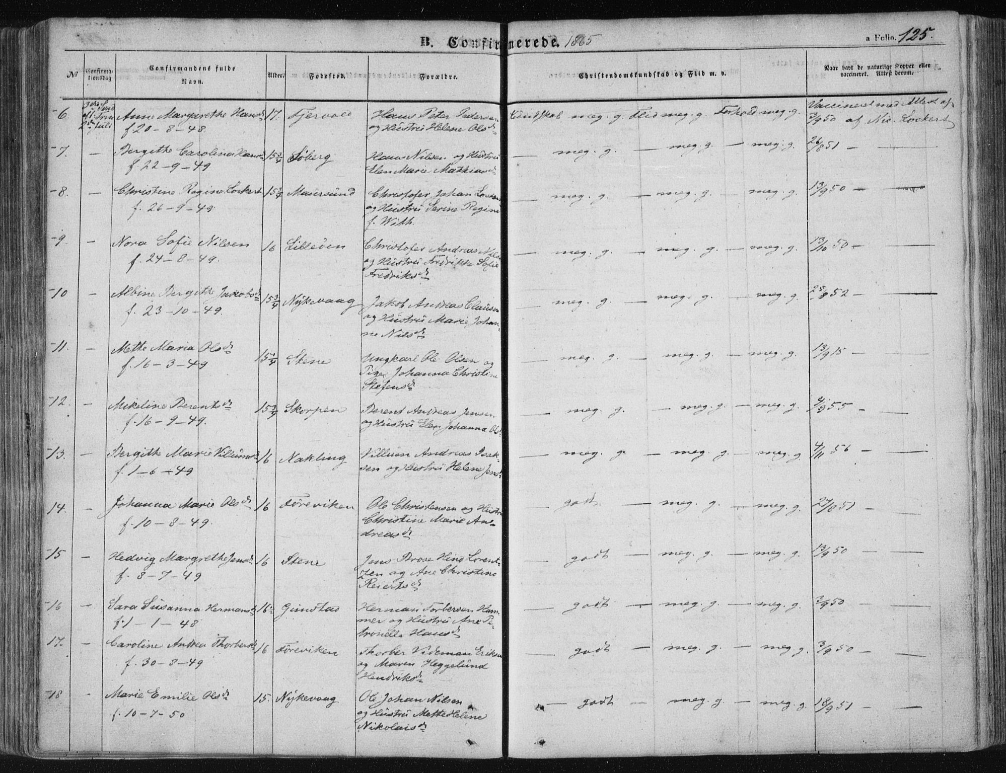 Ministerialprotokoller, klokkerbøker og fødselsregistre - Nordland, SAT/A-1459/891/L1300: Parish register (official) no. 891A05, 1856-1870, p. 125