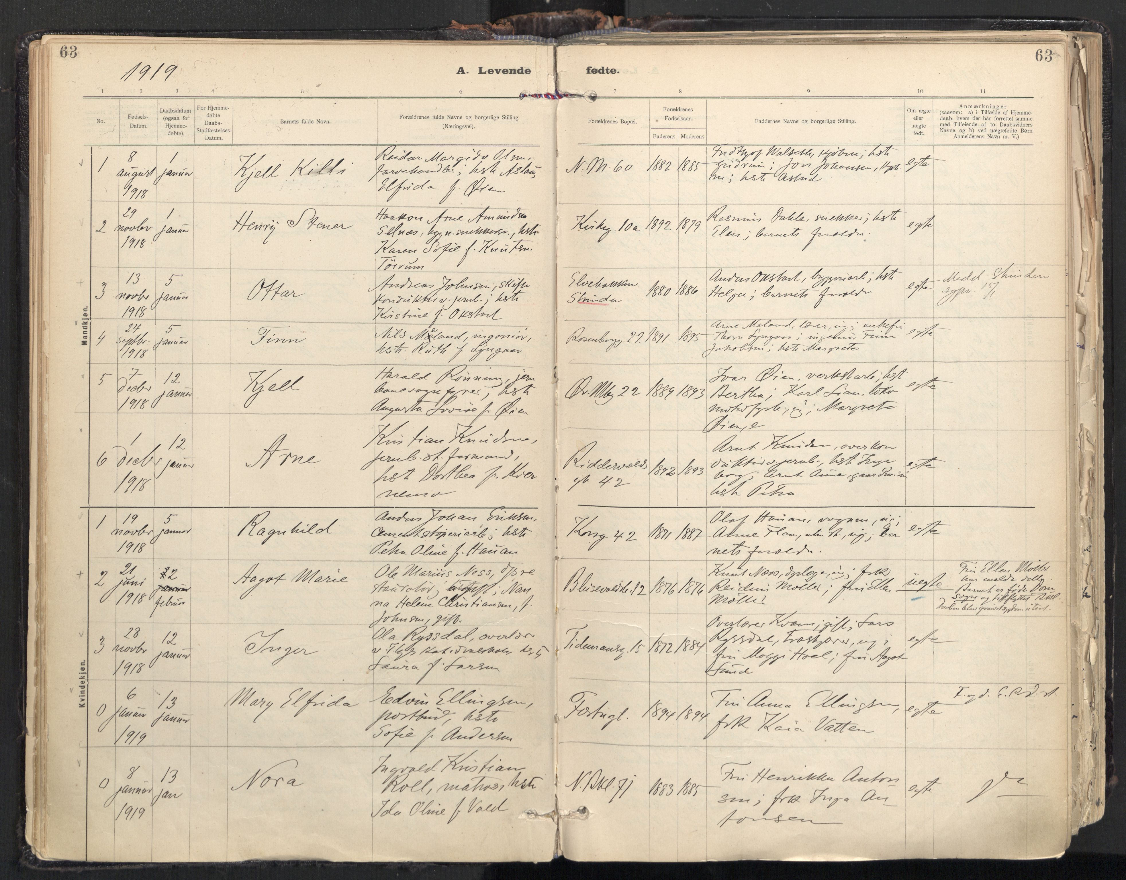 Ministerialprotokoller, klokkerbøker og fødselsregistre - Sør-Trøndelag, SAT/A-1456/604/L0205: Parish register (official) no. 604A25, 1917-1932, p. 63