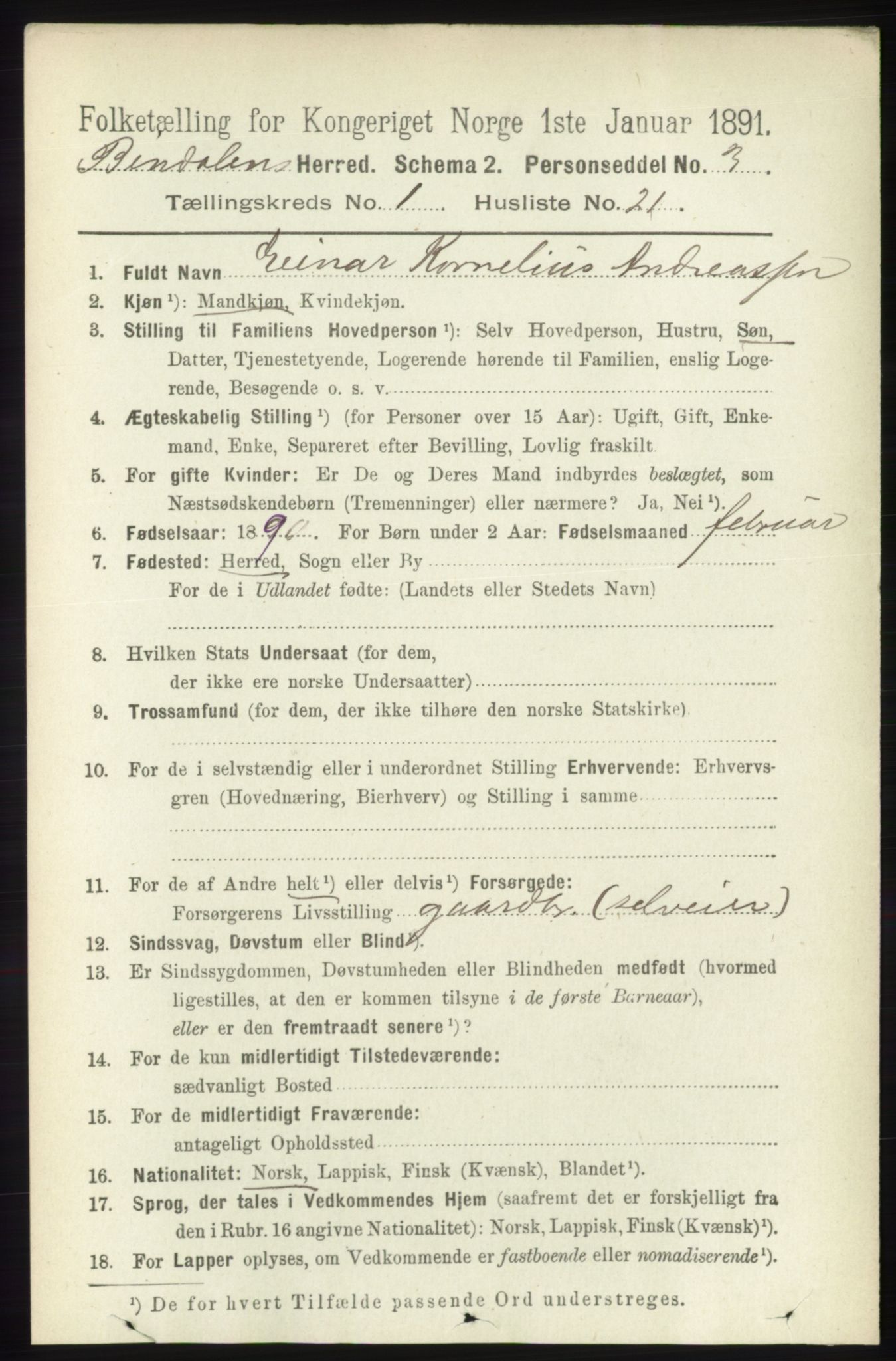 RA, 1891 census for 1811 Bindal, 1891, p. 199