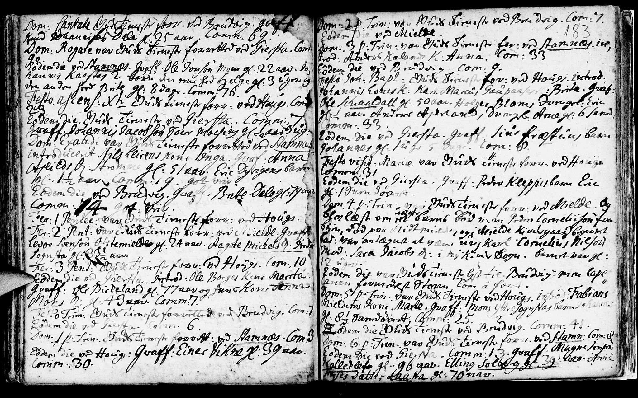 Haus sokneprestembete, AV/SAB-A-75601/H/Haa: Parish register (official) no. A 5, 1733-1747, p. 183