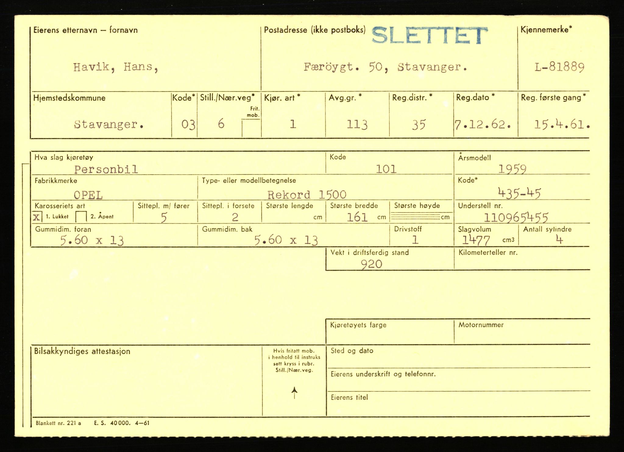 Stavanger trafikkstasjon, AV/SAST-A-101942/0/F/L0071: L-80500 - L-82199, 1930-1971, p. 2297