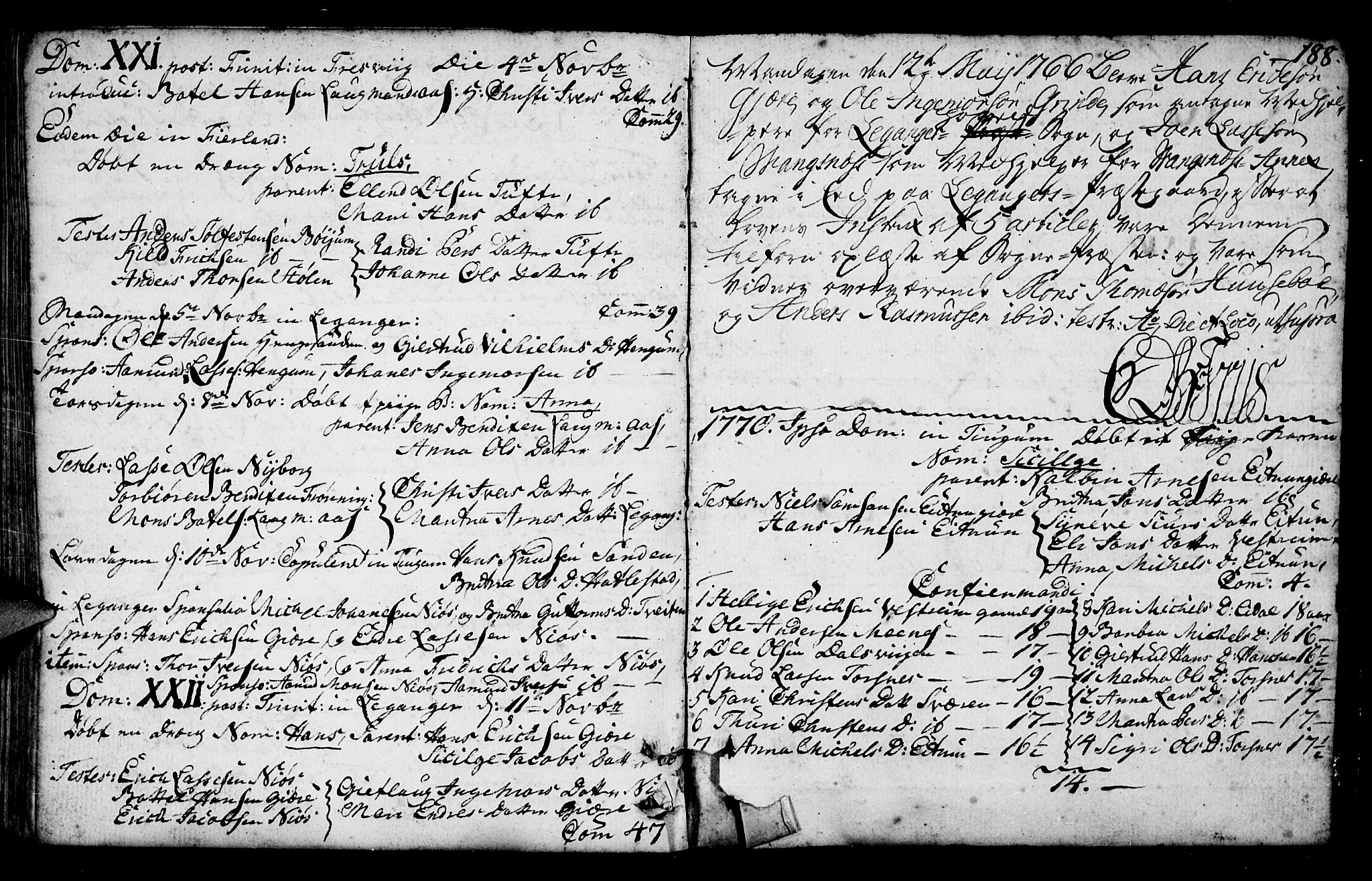 Leikanger sokneprestembete, AV/SAB-A-81001/H/Haa/Haaa/L0003: Parish register (official) no. A 3, 1756-1770, p. 188