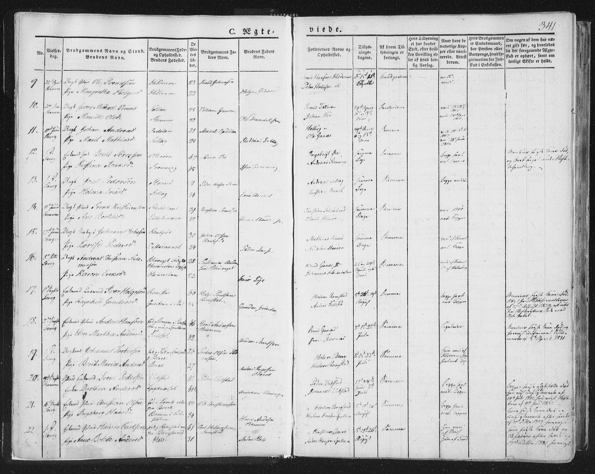 Ministerialprotokoller, klokkerbøker og fødselsregistre - Nord-Trøndelag, SAT/A-1458/764/L0552: Parish register (official) no. 764A07b, 1824-1865, p. 341